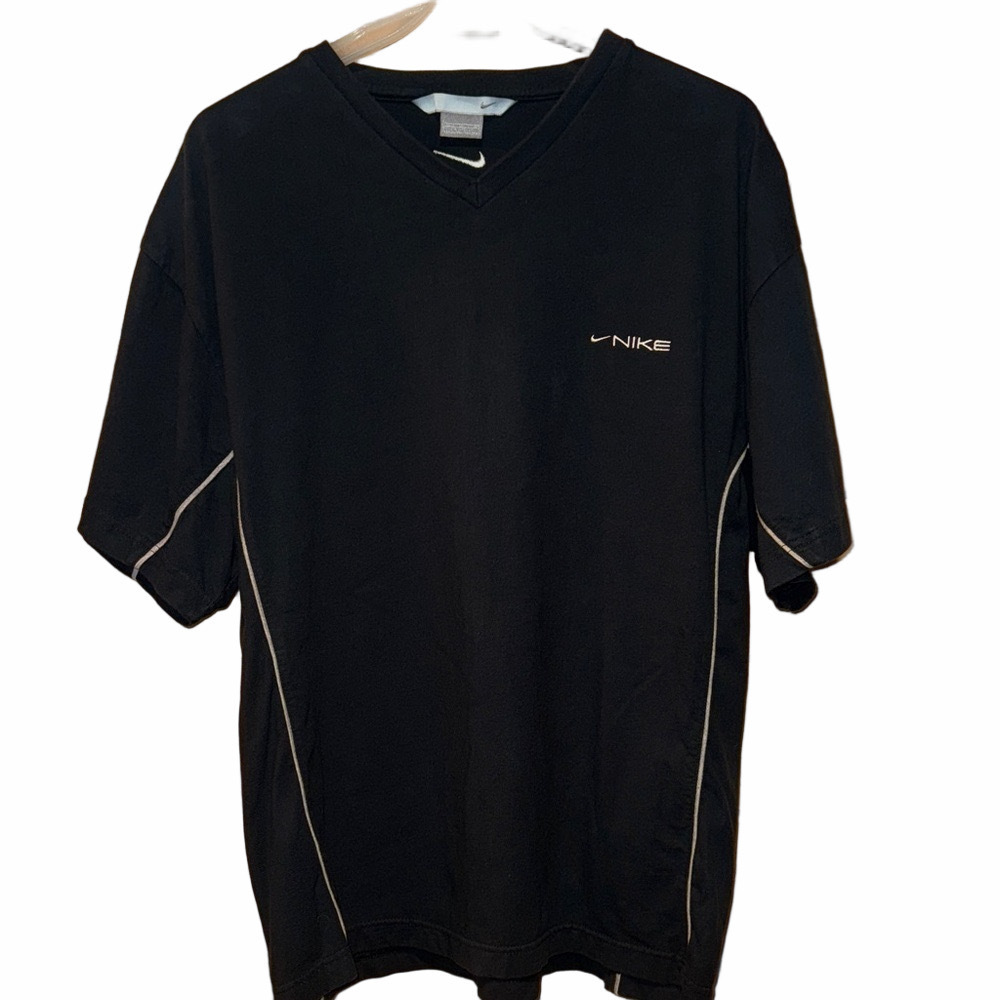 Nike Mens Black Short Sleeve Tee White Stripes Size Large